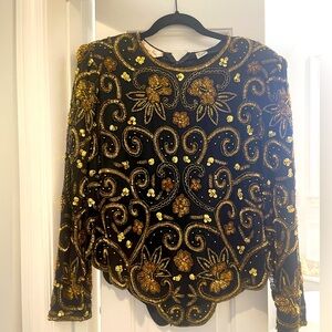 Black and gold beaded top